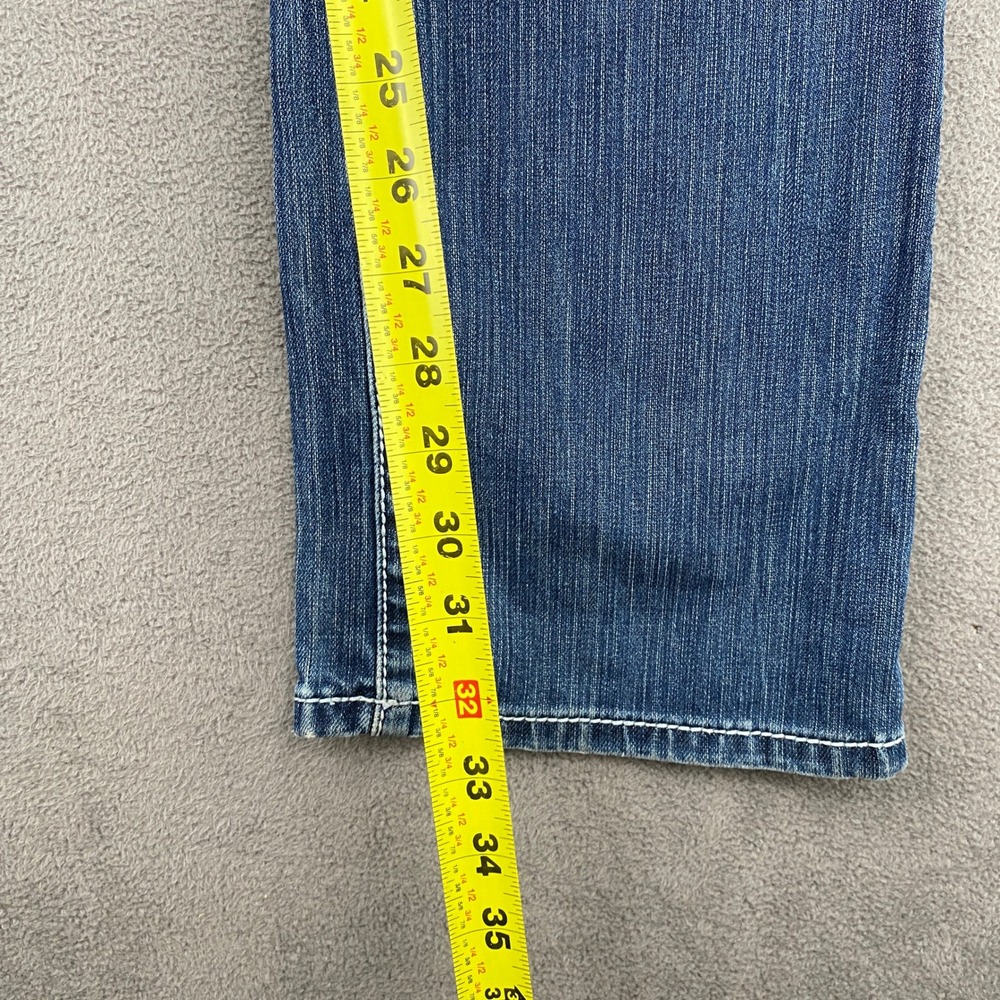 Adiktd Womens Y2K Embroidered Studded Zipper Bootcut Jeans Size 6 W29 Blue - Picture 3 of 11